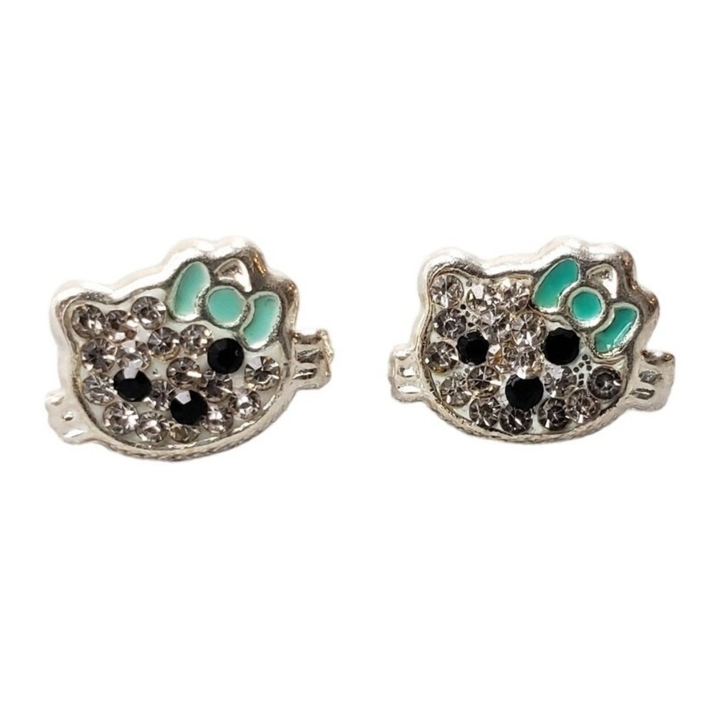 Handmade Hello Kitty Inspired Earrings 925 Sterling Silver Cute Friction Back